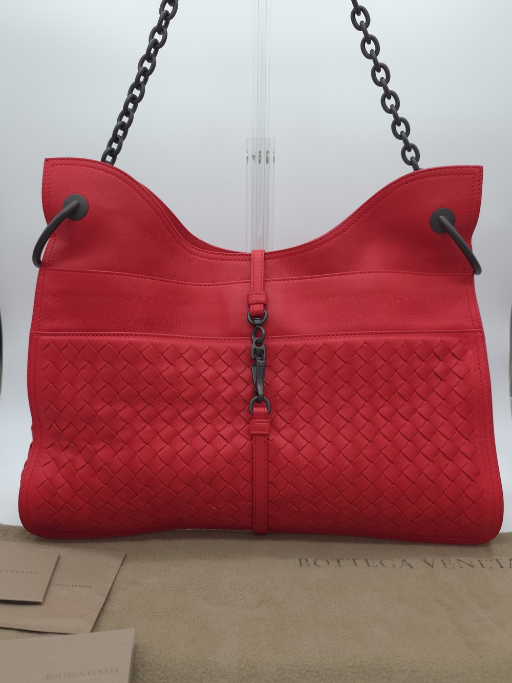 Bottega Veneta La Vie Belle Beverly Bag | Red Intrecciato Leather | Like New